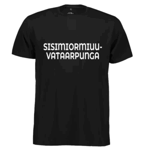 Sort T-shirt med grønlandsk tekst ‘Sisimiormiuuvataarpunga’ trykt på forsiden.
